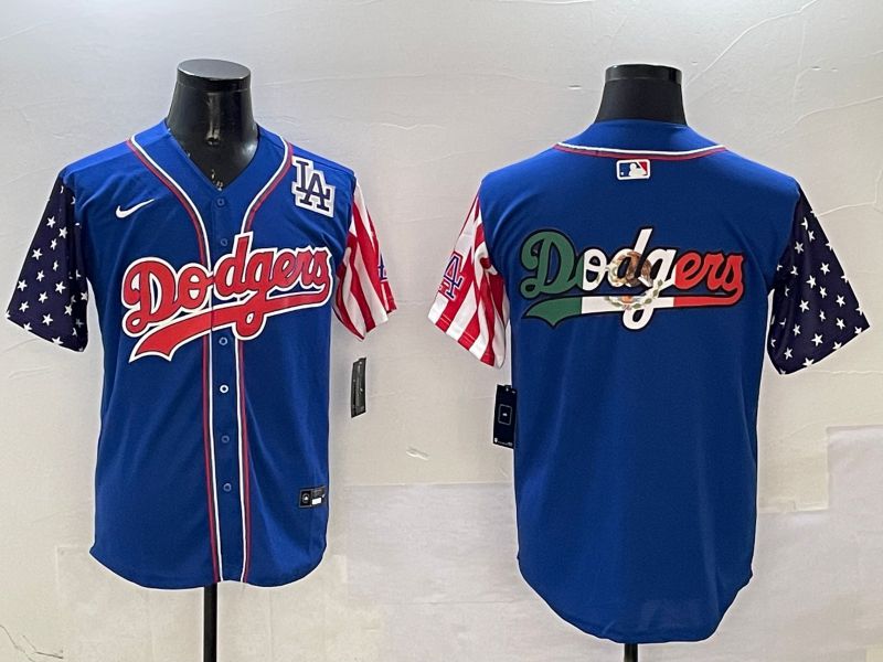 Men Los Angeles Dodgers Blank Blue a generation of national flags Joint name 2025 Nike MLB Jersey style 11->los angeles dodgers->MLB Jersey